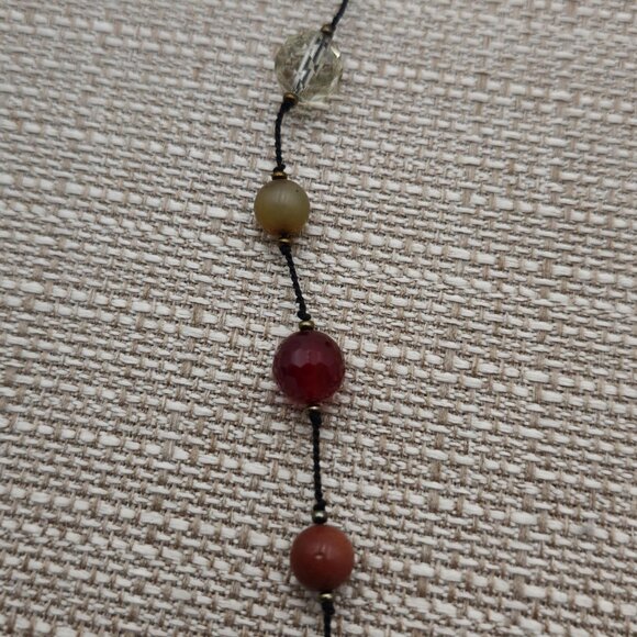 18 Inch Sterling Silver And Cord Handmade Various Stones Necklace A1859 - Picture 3 of 7